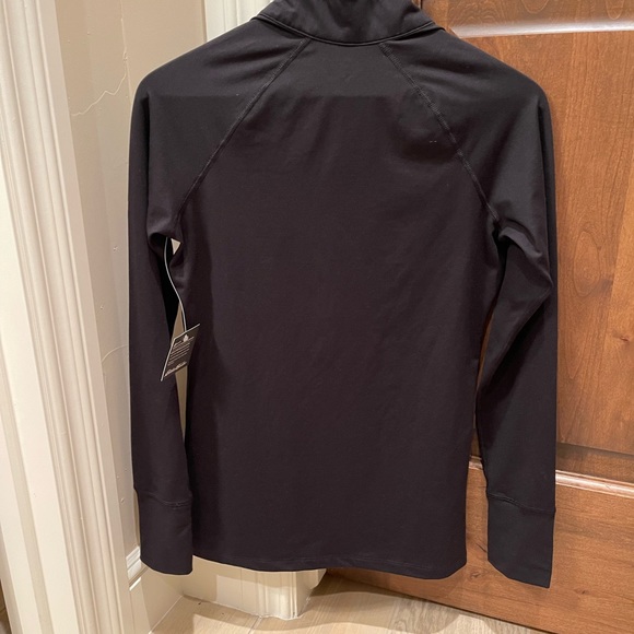 Eddie Bauer 1/4 zip front high neck black activewear long-sleeve top Sz M NWT - Picture 2 of 9